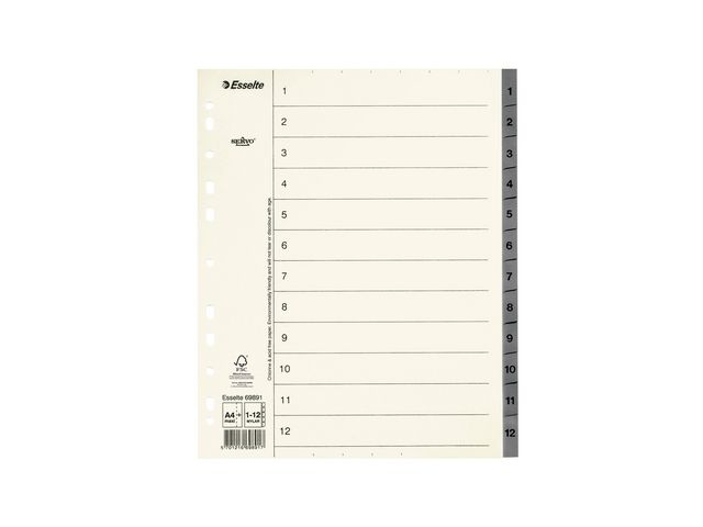 Pappregister System Servo A4+ 1-12 grå