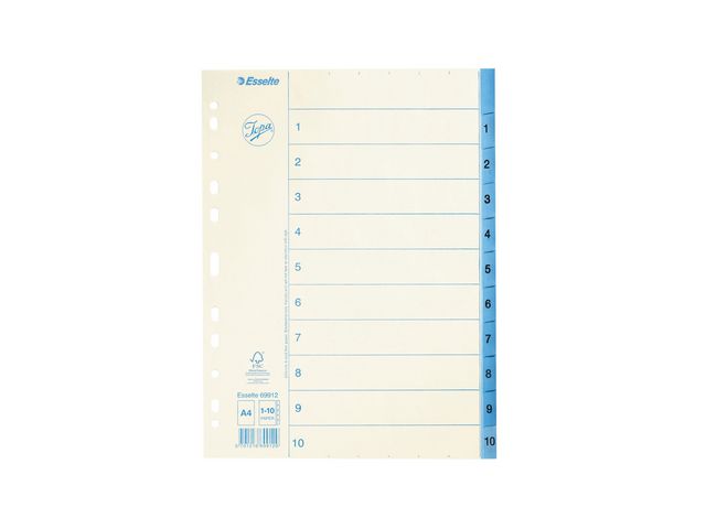 Pappersregister JOPA A4 1-10 vit/blå