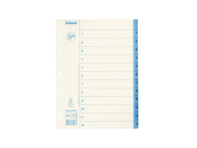 Pappersregister JOPA A4 1-12 vit/blå