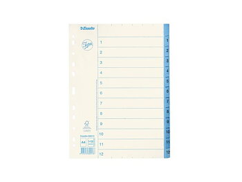 Pappersregister JOPA A4 1-12 vit/blå