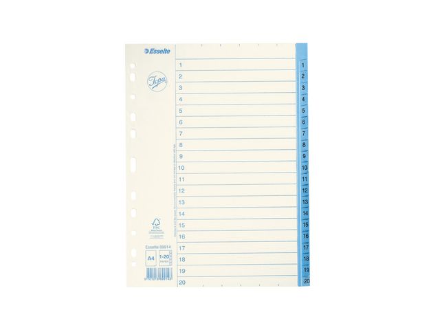 Pappersregister JOPA A4 1-20 vit/blå