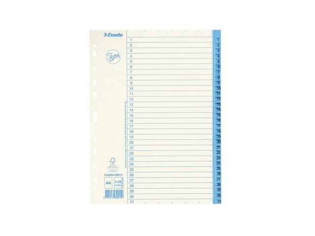 Pappersregister JOPA A4 1-31 vit/blå
