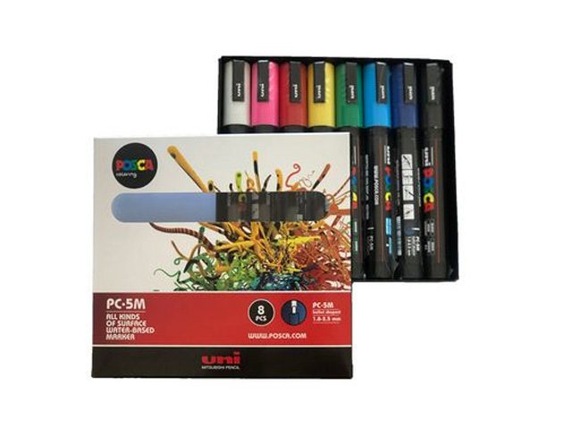 Märkpenna UNI Posca PC-5M 8 färger