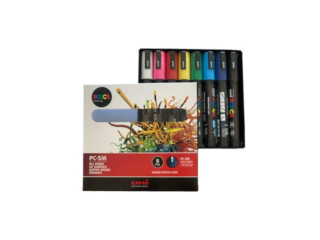 Märkpenna UNI Posca PC-5M 8 färger - 2
