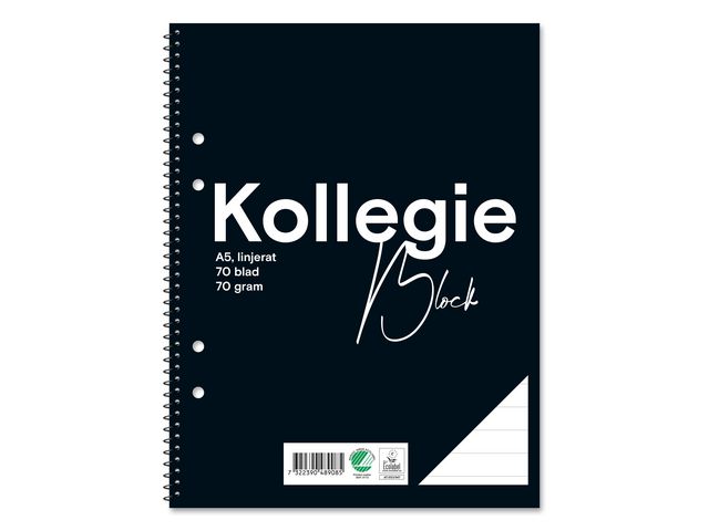 Kollegieblock A5 70g linjerat 5/fp
