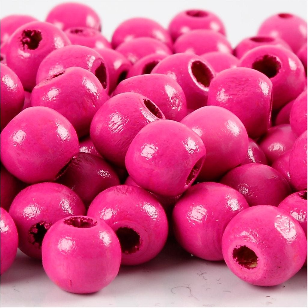 Träpärlor 10 mm rosa 200/fp