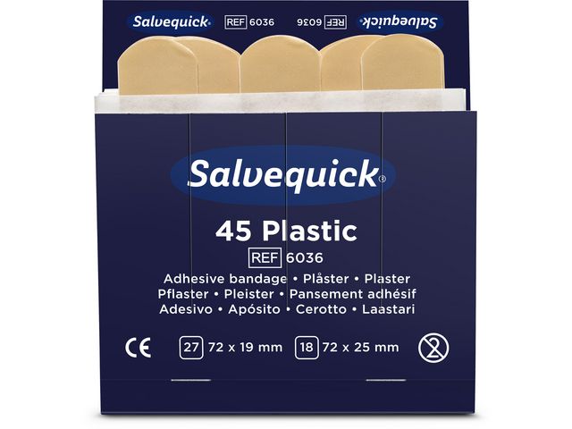 Plåster SALVEQUICK refill plast 45 x 6 plåster