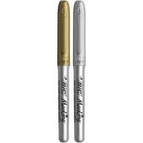 Märkpenna BIC guld+silver 1 av varje