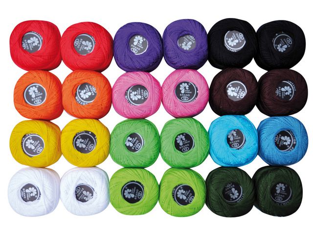 Virkgarn 12 färger x2 20gr
