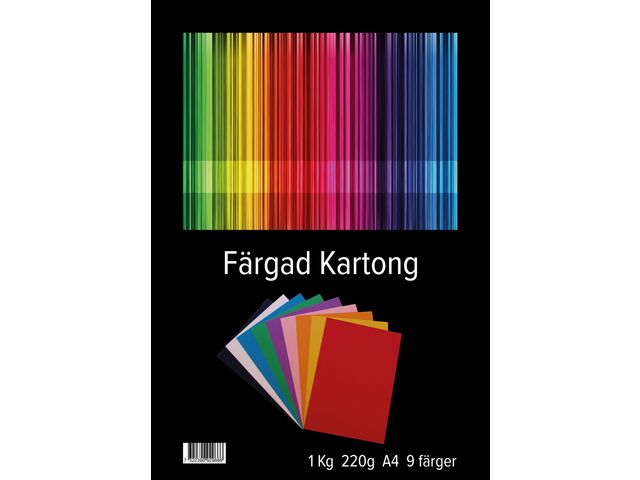 Färgad kartong A4 220g 9 färger