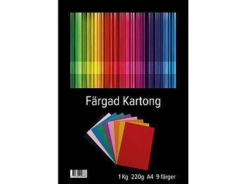 Färgad kartong A4 220g 9 färger