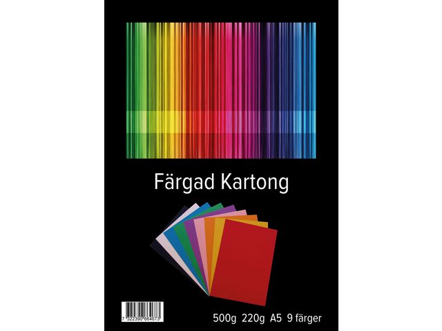 Färgad kartong A5 220g 9 färger