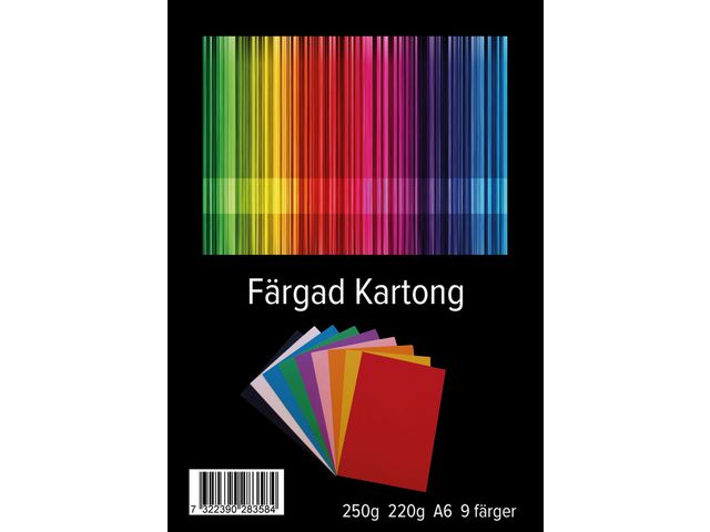 Färgad kartong A6 220g 9 färger