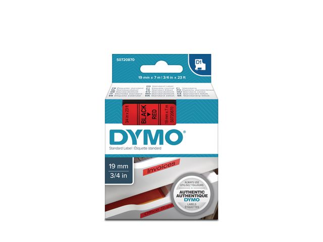 Tape DYMO D1 19mm Svart på Röd