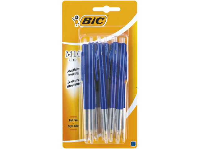 Kulpenna BIC Clic M10 1,0 blå blis 10/FP