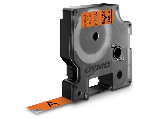 Tape DYMO Durable D1 12mm Svart på Ora. - 2