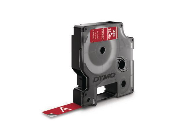 Tape DYMO Durable D1 12mm Vit på röd - 2