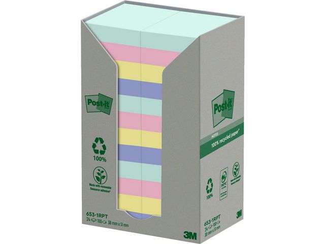Notes POST-IT 100% recyled 38x51 24/fp