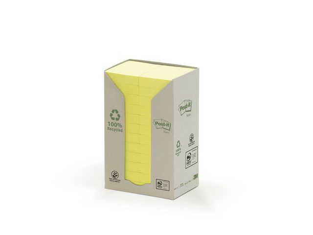 Notes POST-IT 100%recycl 38x51 gul 24/FP - 4