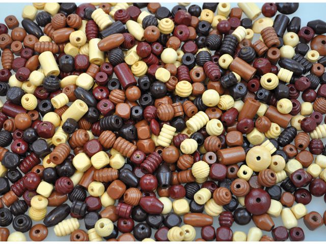 Träpärlor mix natur/brun 250gr - 2