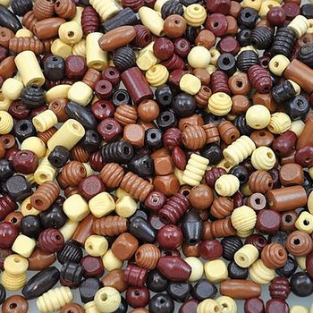 Träpärlor mix natur/brun 250gr