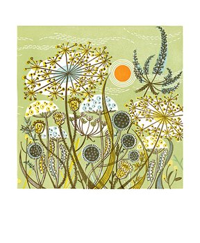 Angie Lewin : Green Meadow - Kort med kuvert