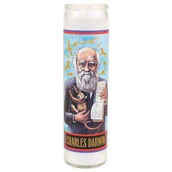Secular Saints Candle : Charles Darwin - Votivljus utan doft i glas med bild av Charles Darwin