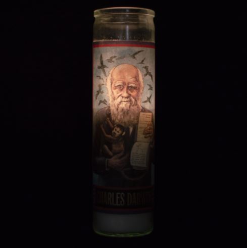 Secular Saints Candle : Charles Darwin - Votivljus utan doft i glas med bild av Charles Darwin - 3