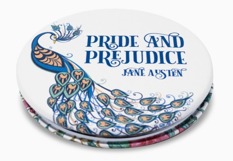 Steel Mill & Co UK : Jane Austen Pride and Prejudice Compact Mirror - Oliksidig dubbel fickspegel i vegan leather