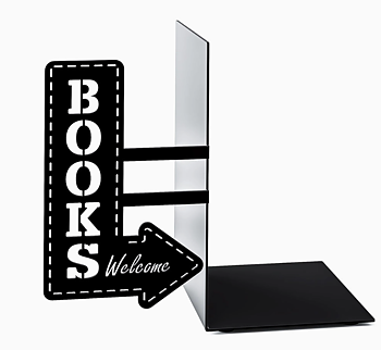 Balvi : Bookend Bookshop - Humörhöjande bokstöd i svart plåt
