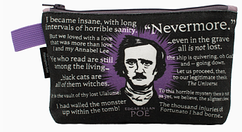 Edgar Allan Poe : Zipper Bag - necessär, pennfodral, liten väska för korpfjädrar eller annat nödvändigt