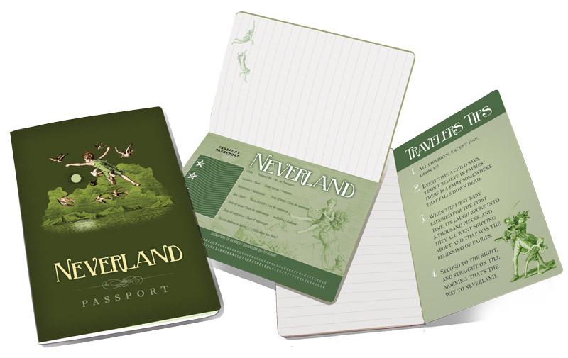 Passport Notebook : Neverland  - Skrivhäfte Mini linjerat och med faktasidor - 2