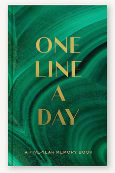 One Line a Day : Malachite Green - Femårsdagbok med läsband i guldfolierat omslag med guldsnitt A6+