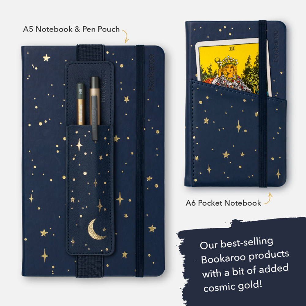 Bookaroo : Moon & Stars Notebook A5 Vegan Leather  - Skrivbok A5 Linjerad  - 4