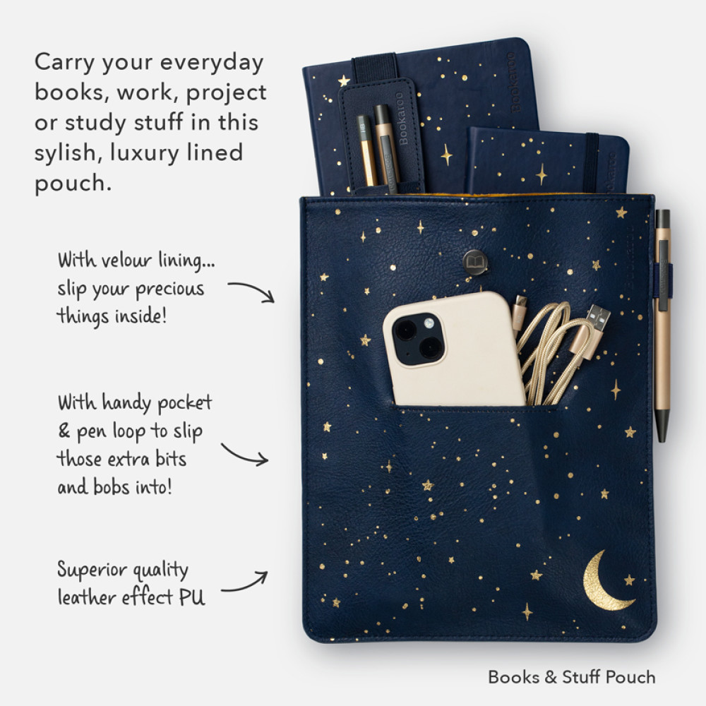 Bookaroo : Moon & Stars Notebook A5 Vegan Leather  - Skrivbok A5 Linjerad  - 5