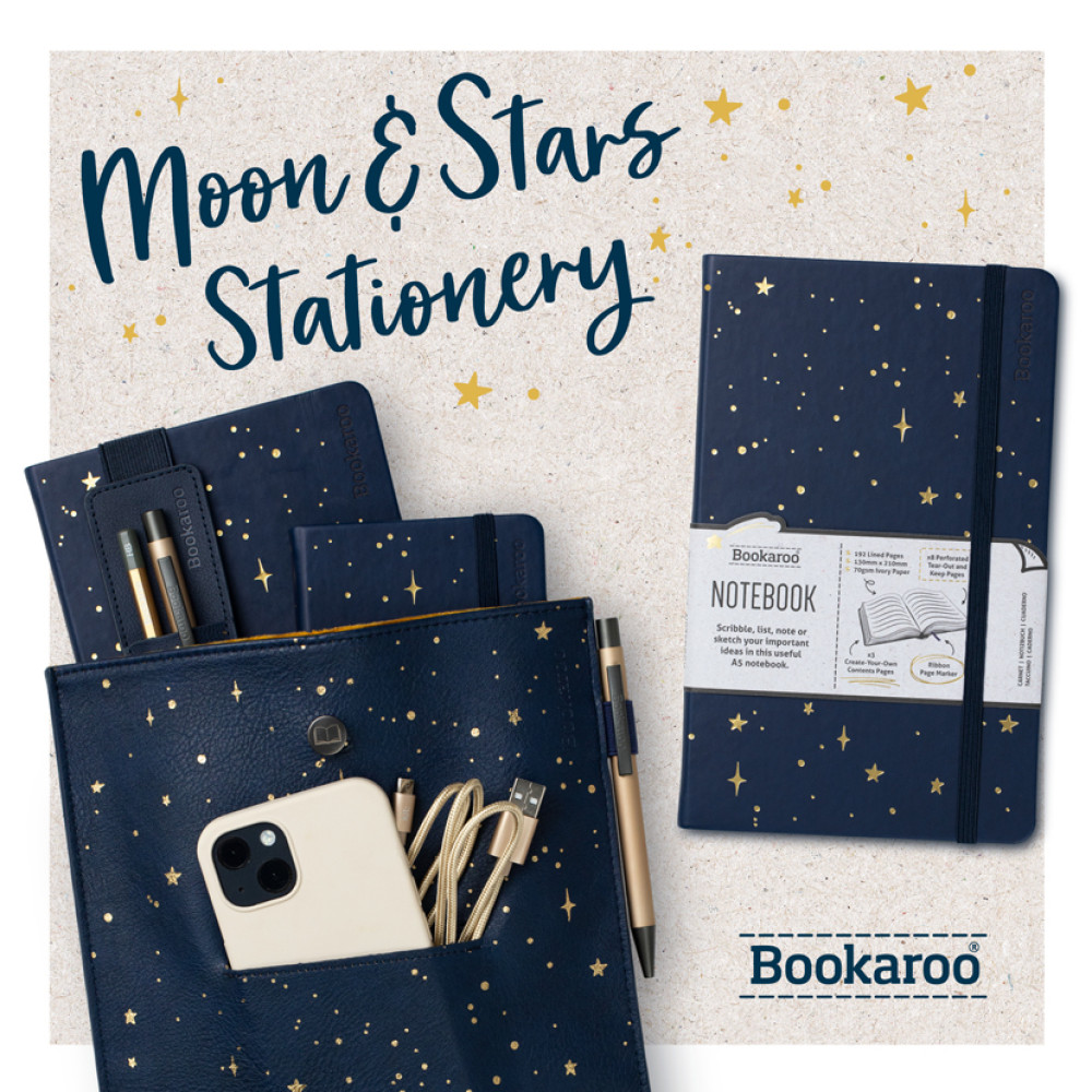 Bookaroo : Moon & Stars Notebook A5 Vegan Leather  - Skrivbok A5 Linjerad  - 6