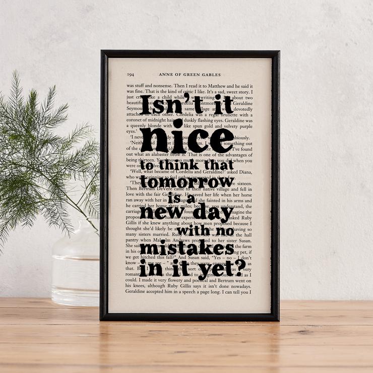 Bookishly : Book Page Print Anne of Green Gables - "Isn't it nice to think..."