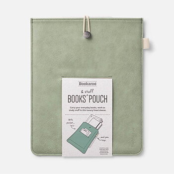 Bookaroo : Fern/Ljusgrön Books & Stuff Pouch in Vegan Leather  - Håll ordning på grejerna!