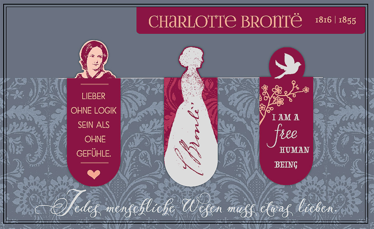 Libri_x : Charlotte Brontë - Magnetbokmärken 3 st på kort