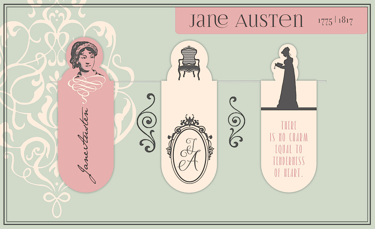 Libri_x : Jane Austen - Magnetbokmärken  3 st på kort