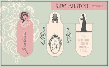 Libri_x : Jane Austen - Magnetbokmärken  3 st på kort