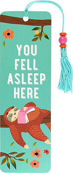 You fell asleep here : bokmärke med tofs och pärla