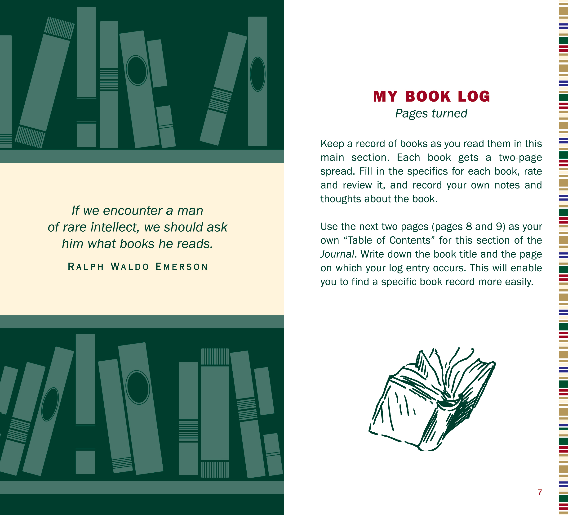 Book Lovers Journal : My Personal Reading Record - läsdagbok med täckt spiralrygg och resårband - 2