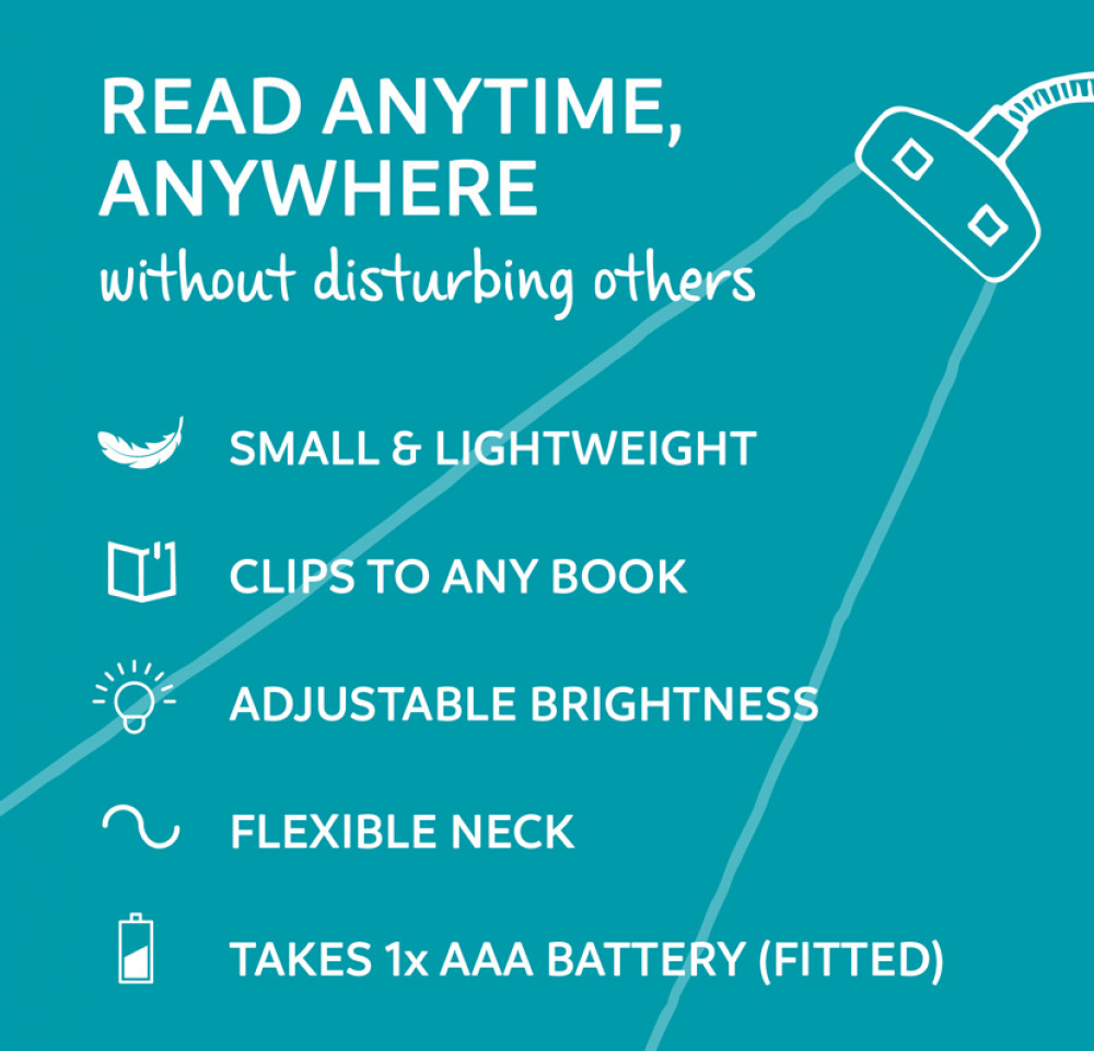 The Really Flexible Book Light : Flexibel och dimbar läslampa med lång arm och flera funktioner - Turkos - 4