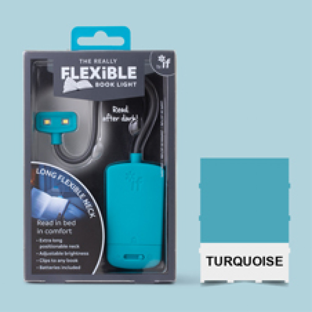 The Really Flexible Book Light : Flexibel och dimbar läslampa med lång arm och flera funktioner - Turkos