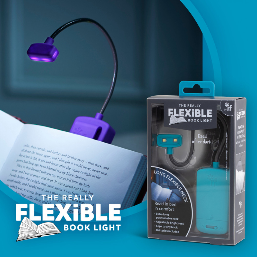 The Really Flexible Book Light : Flexibel och dimbar läslampa med lång arm och flera funktioner - Turkos - 3