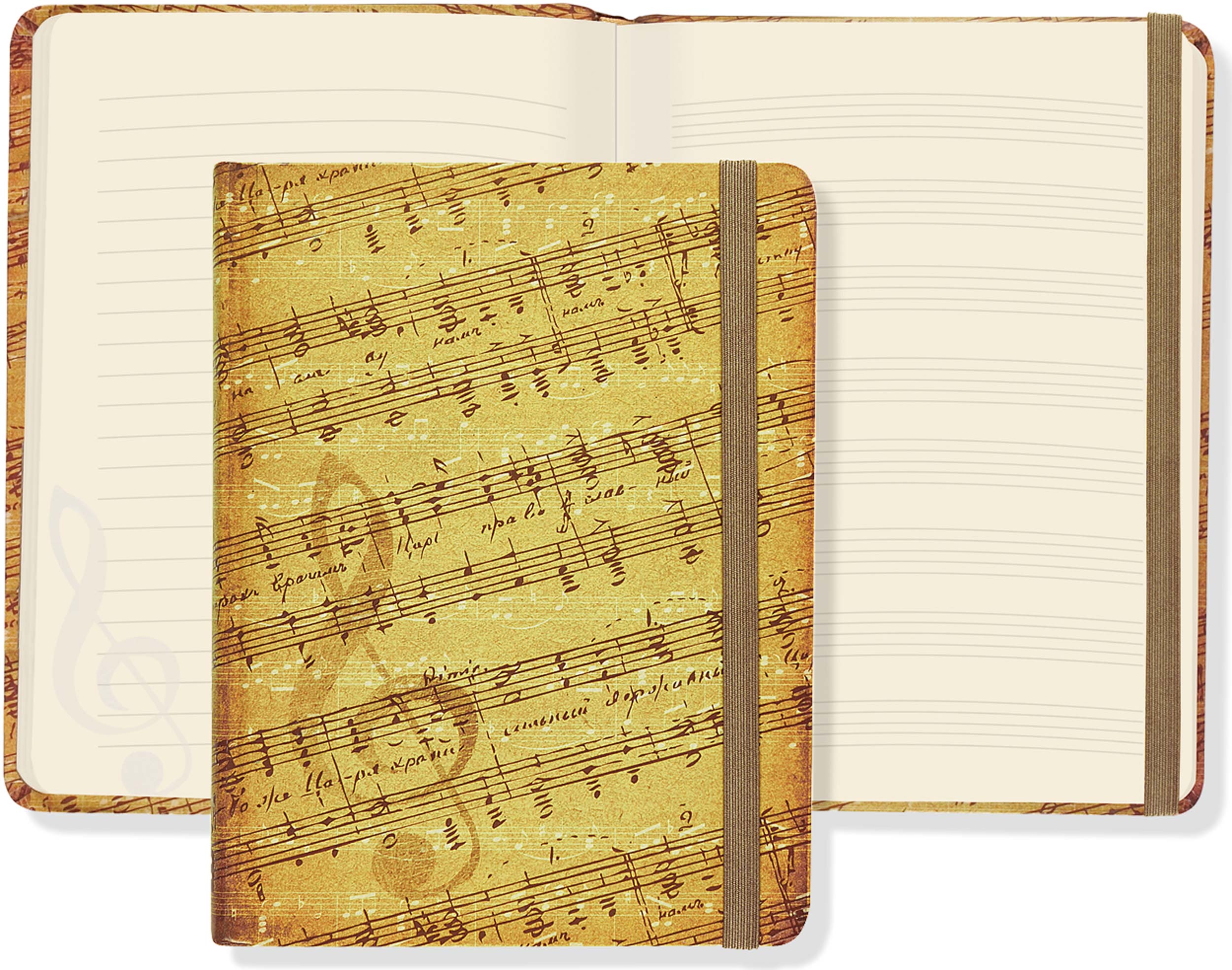 Music : Hardcover Journal - linjerad och varannan sida med notlinjer - A5 - 2