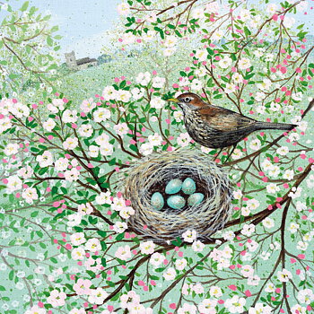 Lucy Grossmith : Blossom and Blackbird - kort med kuvert