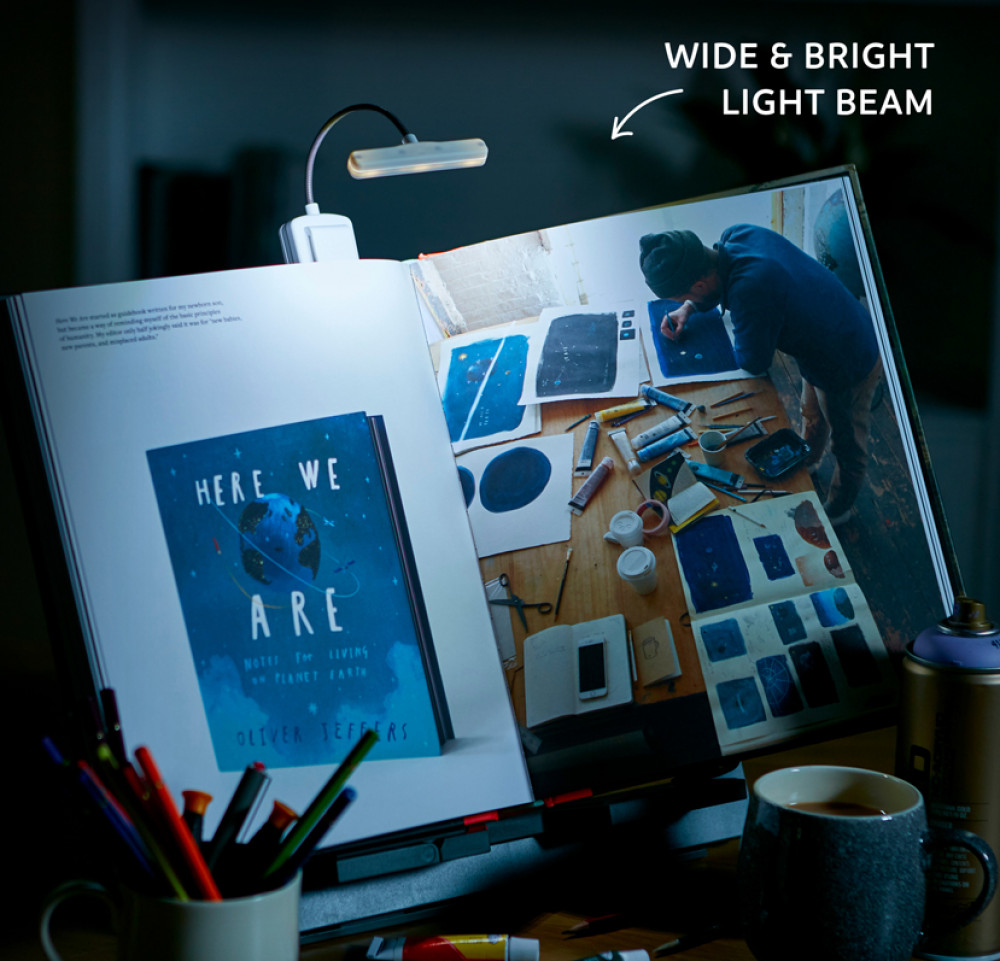 The Really Bright Book Light :  Lyxig läslampa med extra bra och reglerbart ljus - Grå - 3