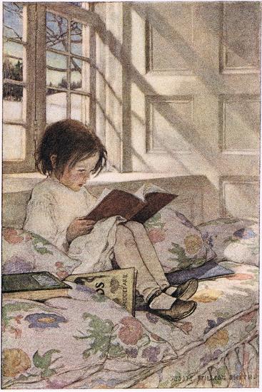 Jessie Wilcox Smith : A girl reading - kort med kuvert